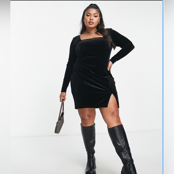 ASOS The Frolic Velvet Black Dress - Picture 1 of 7